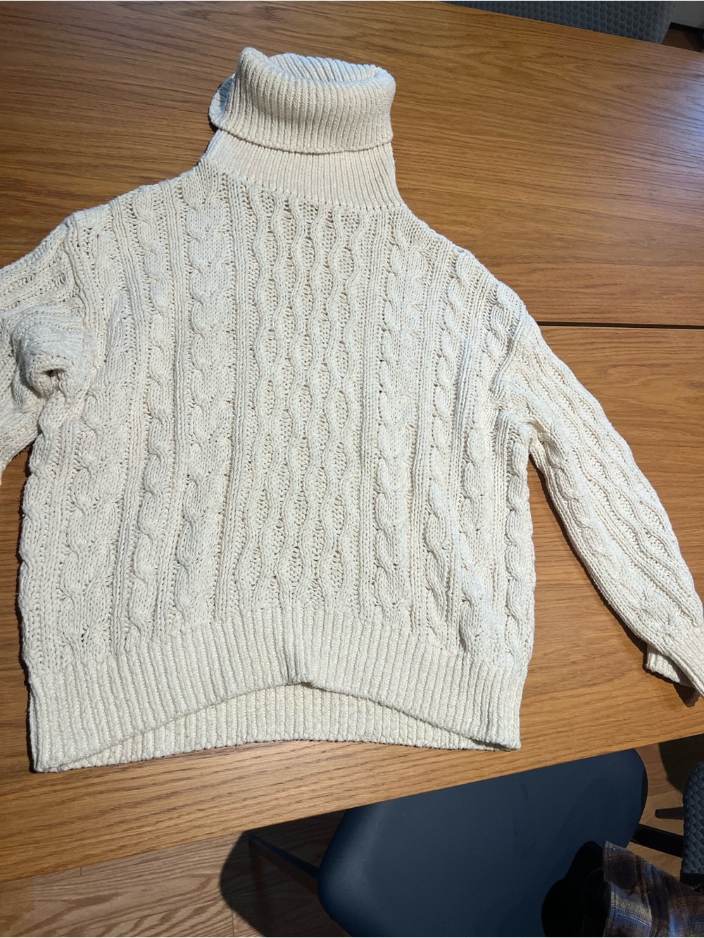Pilcro Cream Cable Turtleneck Pullover